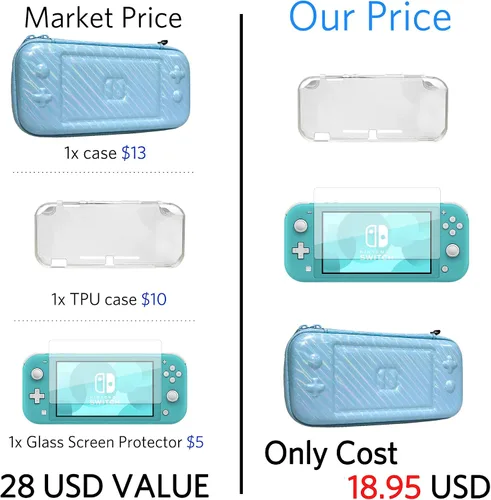 Vista 2 de CoBak Funda de transporte para Nintendo Switch Lite con 1 protector de pantalla 1 funda de agarre y 4 tapas de agarre para el pulgar funda