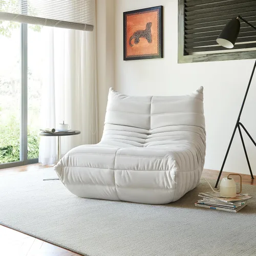 Vista 17 de Silla Puf - Sofá de Esquina, Silla de Chimenea Sofá Silla Puf, Silla Puf Grande para Adultos, Sofá de Piso de Chimenea para Sala de Estar, Amarillo