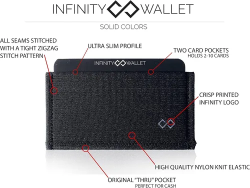 Vista 3 de Infinity Wallet - Billetera minimalista para hombres y mujeres.., plateado, (Solid Silver), Bolsillo doble con bolsillo