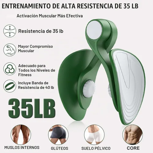 Vista 2 de Pelvic Floor Exercise Devices 35lb Resistance Kegel Thigh Trainer with Band 35 lb Verde Oscuro