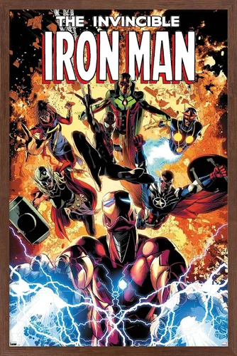Vista 17 de Trends International Marvel Comics Iron Man - Póster de pared Invincible Iron Man #11, 22.4 pulgadas de largo x 14.7 pulgadas, versión enmarcada
