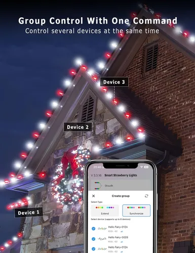Vista 5 de HIITEN Luces de Navidad RGB C9 para exteriores de 118 pies, 150 LED, efectos de persecución de bricolaje, luces LED inteligentes de Navidad