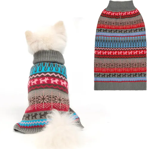 Vista 23 de Suéter Mihachi para perro - Ropa de abrigo de invierno con tiras coloridas para clima frío