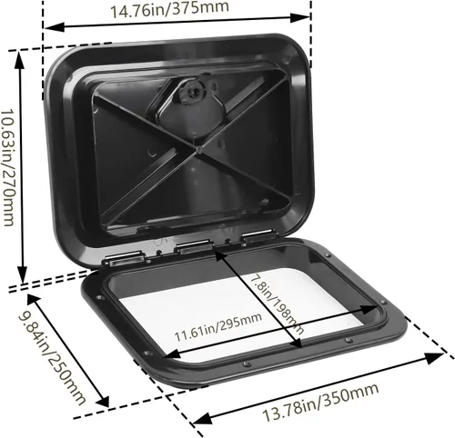 Vista 2 de Amarine Made Marine Access Hatch Boat Hatch Lid Deck Access Hatch & Lid 10-5/8" X 14-3/4" 270mmx375mm