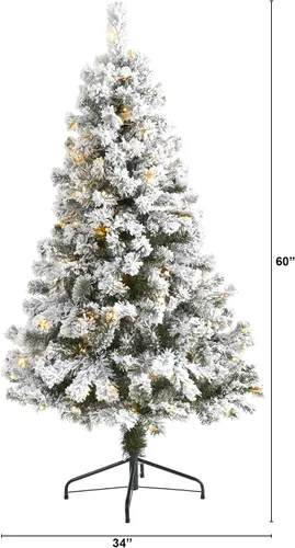 Vista 2 de Nearly Natural Árbol de Navidad artificial de abeto de Virginia Occidental de 5 pies con 150 luces LED