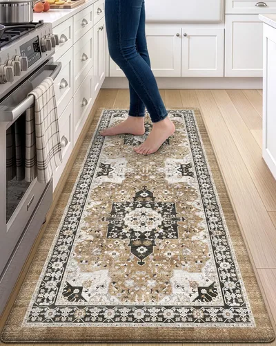 Vista 23 de DEXI Alfombrillas de cocina acolchadas antifatiga, 24 x 87 pulgadas, color Beige claro