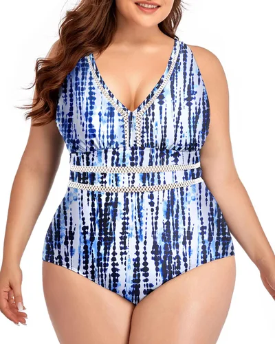 Vista 7 de Daci - Trajes de baño de una pieza para mujer talla extra grande, sexy con huecos, traje de baño con cuello en V Un negro