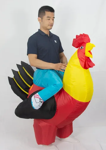 Vista 2 de JYZCOS Disfraz inflable de gallo para adultos disfraz de gallo de Halloween gallo dorado para adultos Adulto