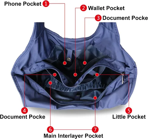 Vista 6 de ZOOEASS - Bolso grande de hombro para mujer, impermeable, multifunción, de nailon, para viaje