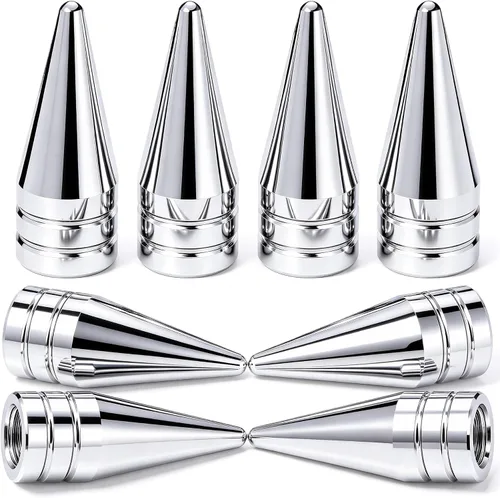 Vista 9 de 4 piezas de tapas de válvula de rueda con forma de punta, válvula de rueda de aleación de aluminio con punta, cubiertas universales de válvula