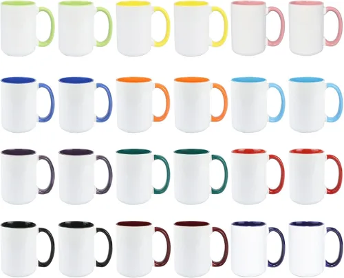 Vista 2 de Taza de café de cerámica por sublimación de 15 onzas, 12 colores surtidos, caja de 24 colores variados (12 Assorted colors)