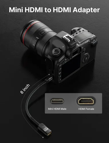Vista 6 de JSAUX Adaptador Mini HDMI a HDMI, Cable Mini HDMI macho a HDMI hembra con 4K 60Hz HDR 3D 18Gbps, Compatible con cámara, videocámara, Raspberry Pi