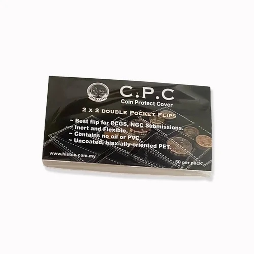 Vista 5 de C.P.C (Coin Protect Cover) Double Pocket Safety Coin Flips (2" x 2", 50 Flips) for Long Term Coin Storage - 100 Inserts