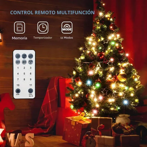 Vista 8 de XUNXMAS Luces de Navidad con 300 luces LED de 108 pies que cambian de color con blanco cálido y multicolor, 11 modos, impermeable, conectable, tira