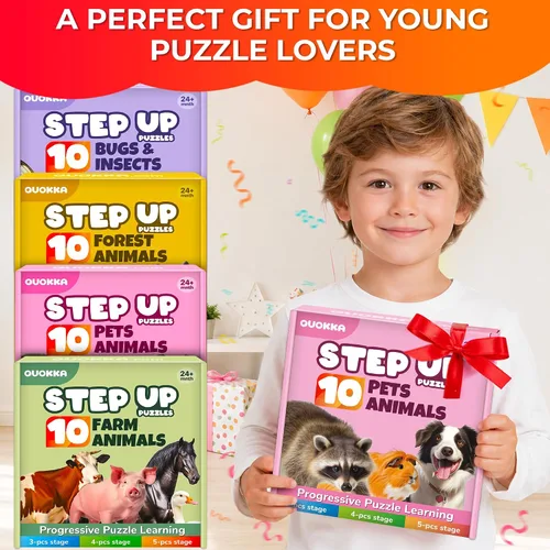 Vista 6 de Step Up Puzzles para niños de 3 a 5 a 40 años, rompecabezas realistas para juego de 4