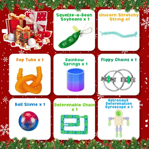 Vista 3 de HelloJoy Calendario de Adviento de Navidad 2025 para niños y niñas, calendario de cuenta regresiva de 24 días, juego de juguetes sensoriales
