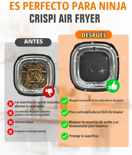 Vista 5 de 2 Piezas Salvamanteles de Silicona para Freidora de Aire y Protector contra Salpicaduras para Ninja Crispi, Alfombrilla Resistente al Calor
