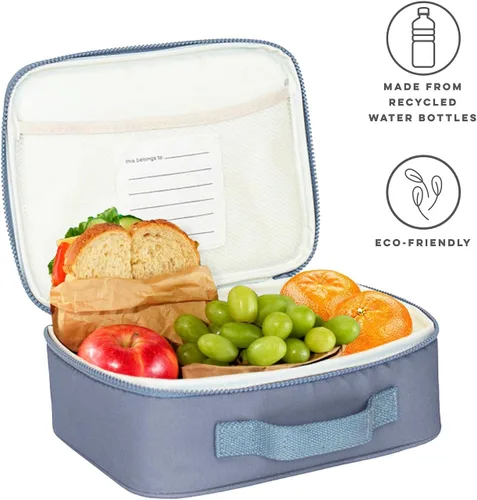Vista 2 de 3 Sprouts Lonchera para niños, niños y niñas, lonchera aislada para niños y niñas, perfecta para la escuela y los viajes, Loncheras para niños y Azul