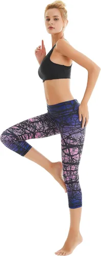 Vista 6 de COOLOMG Pantalones de yoga para mujer, mallas capri para correr, leggings de tiro bajo, entrenamiento, gimnasio con bolsillos ocultos