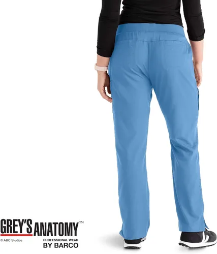 Vista 2 de Greys Anatomy - Pantalón de uniforme médico de frente plano con 6 bolsillos para mujer