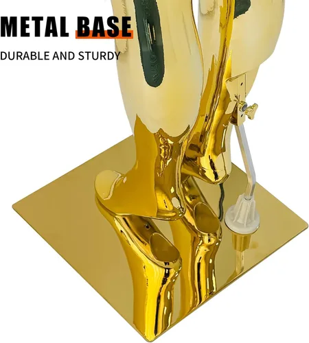 Vista 5 de Maniquí femenino de cuerpo completo dorado brillante de 70.8 pulgadas, maniquí de exhibición de estilo brasileño con brazos ajustables, base
