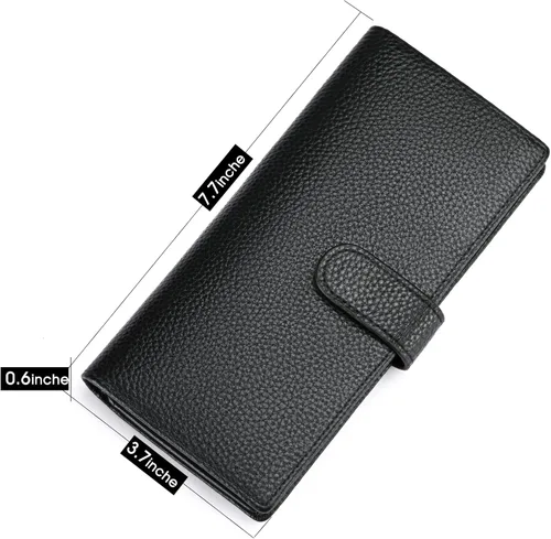 Vista 7 de Cartera de piel auténtica para mujer con bloqueo RFID, Negro -, Plegar y Negocios