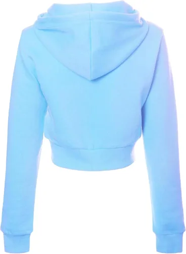 Vista 3 de MixMatchy Women's Solid Fleece Long Sleeve Zip Up Crop Detail Hoodie Jacket