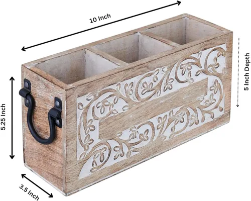 Vista 2 de Farmhouse Decor - Organizador de cubiertos de 3 compartimentos para utensilios y cubiertos para fiestas, organizador de encimera para cuchara