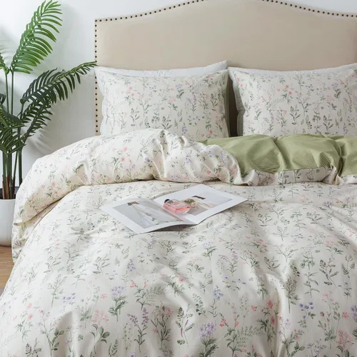 Vista 16 de HoneiLife Juegos de Fundas de Edredón Twin - Funda de Edredón Floral 100% Algodón, Juego de Ropa de Cama Transpirable de 2 Piezas con Cierre