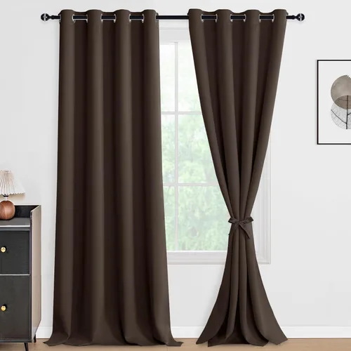 Vista 22 de DWCN - Cortinas 100% opacas para dormitorio con forro negro, cortinas de ventana de doble capa con aislamiento térmico que oscurecen toda la Azul