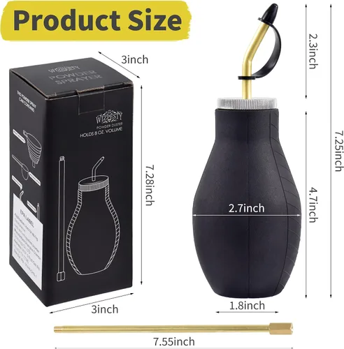 Vista 2 de Pulverizador de bulbos para insectos – Dispensador aplicador extensible de mano de 7 pulgadas para tierra de diatomeas y otras aplicaciones de polvo