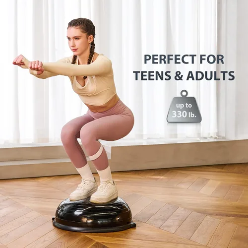 Vista 8 de ZELUS Entrenador de pelota de equilibrio con bandas de resistencia y bomba de pie, pelota de yoga inflable para entrenamientos de gimnasio en casa