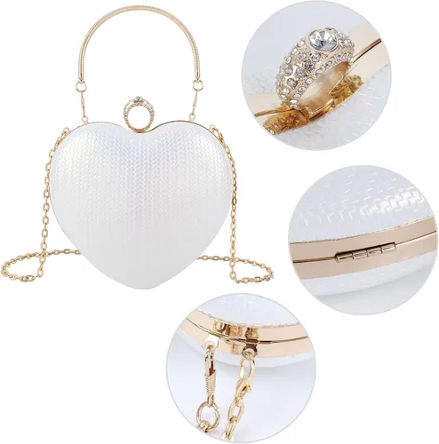 Vista 5 de Bolso de mano en forma de corazón para mujer, bolso de hombro de terciopelo, bolsos de noche