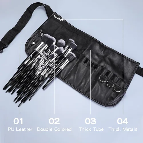 Vista 3 de MSQ - Juego de 29 brochas de maquillaje profesionales con cinturón ajustable, bolsa de maquillaje, base de polvo, brochas para sombras de ojos