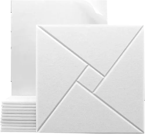 Vista 2 de 12 Pack Sound Proof Foam Panels,Noise Cancelling Wall Panel,Decorative,for Wall Peel and Stick Home Office Ceiling Studio and Door,11.81 * White