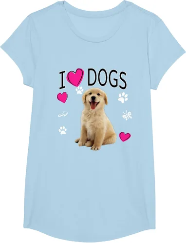 Vista 14 de Camiseta I Love Dogs - Camiseta Golden Labrador retriever, Azul Negro