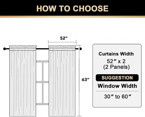 Vista 3 de PrinceDeco - Cortinas de lino de 63 pulgadas de largo para sala de estar, gruesas, de arpillera, con bolsillo para barra, cortinas para ventanas