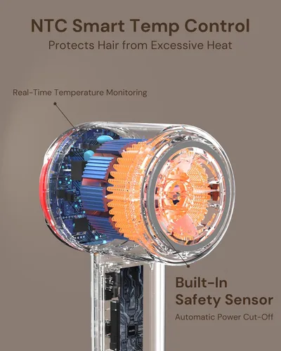 Vista 4 de Secador de Pelo Volgtia con Difusor para Cabello Rizado, Secador de Pelo, Secador Profesional de Alta Velocidad de 110,000 RPM con Iones Negativos