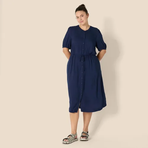 Vista 6 de Tienda Essentials Womens Fit and Flare Half-Sleeve Waisted Midi A-Line Dress with Pockets