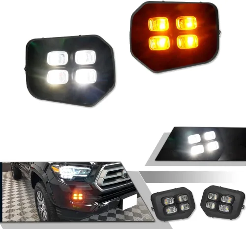 Vista 11 de 4 luces LED ámbar de lente ahumada compatibles con Toyota Tacoma TRD PRO 2016 2017 2018 2019 parrilla