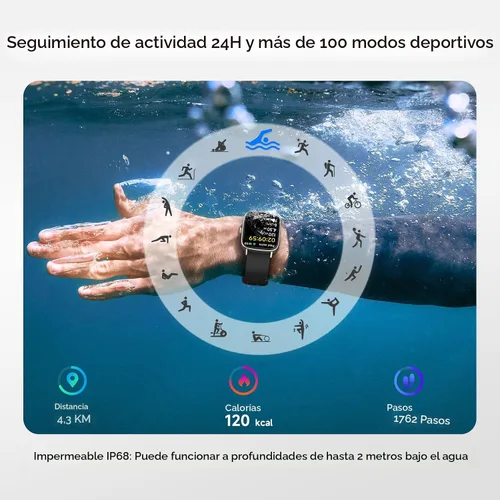 Vista 4 de Reloj inteligente para mujer, reloj inteligente HD de 1.85 pulgadas, compatible con iPhone/Samsung/Android (respuesta/hacer llamadas), más de 100
