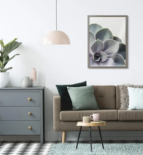 Vista 2 de Kate and Laurel Blake Succulent - Arte de pared de vidrio impreso con 5 marcos por Emiko y Mark Franzen de F2Images, 18 x 24 pulgadas, color gris