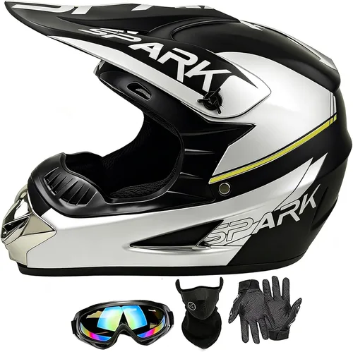 Vista 18 de Youth Dirt Bike ATV Off Road Motorcycle Helmets DOT Approved Blanco