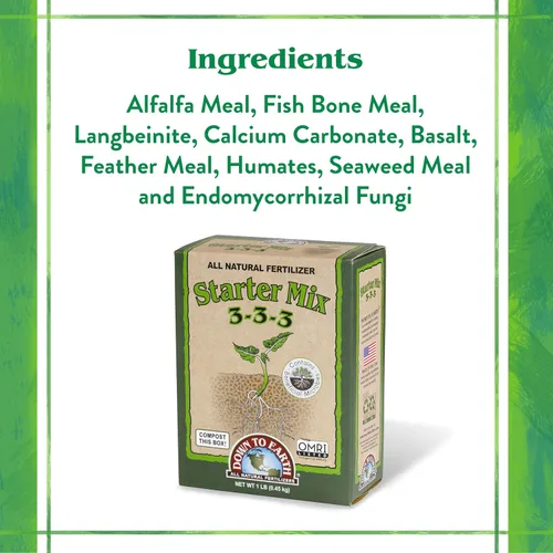 Vista 4 de Down To Earth All Natural Fertilizers Organic Starter Mix - Alimento vegetal para inicios, trasplantes, nuevos jardines, contenedores 3-3-3, 1 lb