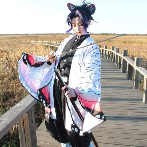 Vista 9 de Moalioi Anime Cosplay Costume Kimono Halloween Women Men's Set Accessories