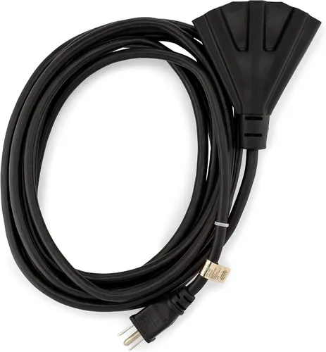 Vista 14 de Cable alargador de Holiday Lighting Outlet para interiores o exteriores de 16/3, 3 tomas de corriente, 3 clavijas, certificación UL Negro