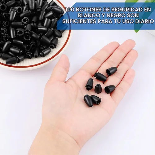 Vista 4 de WILLBOND 100 cierres separables para collares, cierres de pulsera de seguridad de plástico para cordón, conectores de barril de cuentas para Negro