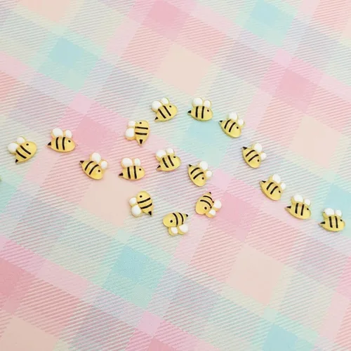 Vista 5 de 50 dijes de uñas de abeja – Decoración de uñas de resina 3D con parte trasera plana Kwaii lindos dijes de uñas para uñas acrílicas