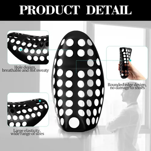Vista 3 de 10 pares de árboles grandes de plástico para zapatos deportivos aireados para zapatos y botas, color negro
