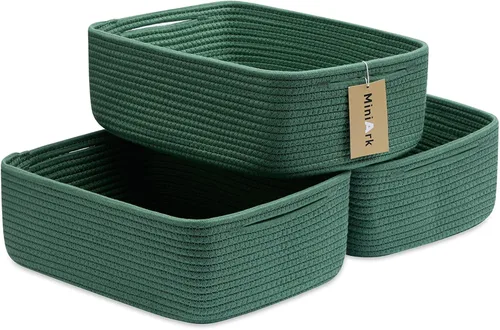 Vista 36 de MiniArk Cestas organizadoras grandes poco profundas de 15 x 11 x 5.1 pulgadas, contenedores de almacenamiento tejidos de cuerda para baño, estantes